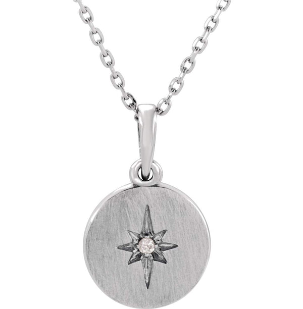 Diamond Starburst Necklace in Sterling Silver, 16-18" (.08 Ctw, Color G-H, Clarity I1)