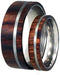 Ironwood, Titanium Pinstripe Comfort-Fit Titanium His and Her Wedding Band Set, M10.5-F7