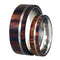 Ironwood, Titanium Pinstripe Comfort-Fit Titanium His and Her Wedding Band Set, M10-F4