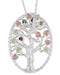 Emerald, Peridot and Garnet Tree Pendant Necklace, Sterling Silver, 12k Green and Rose Gold Black Hills Gold Motif, 18"