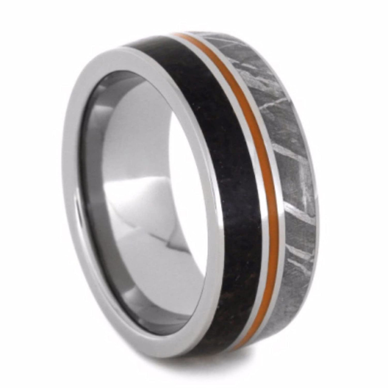 Dinosaur Bone, Gibeon Meteorite, Orange Stripe 9mm Comfort-Fit Titanium Wedding Band