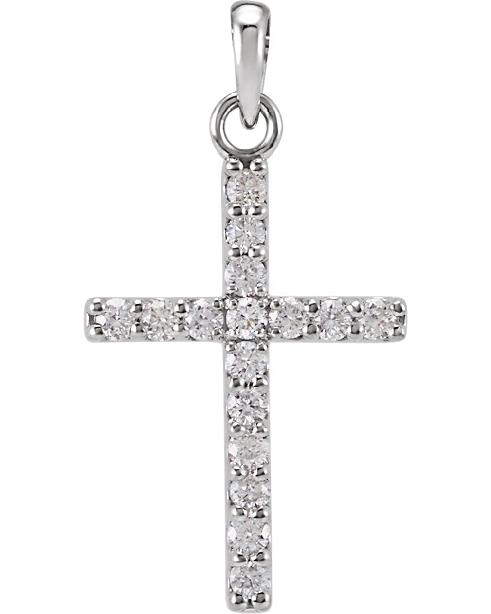 Diamond Cross Pendant, Rhodium-Plated 14k White Gold (0.25 Ctw, Color GH, Clarity I1)