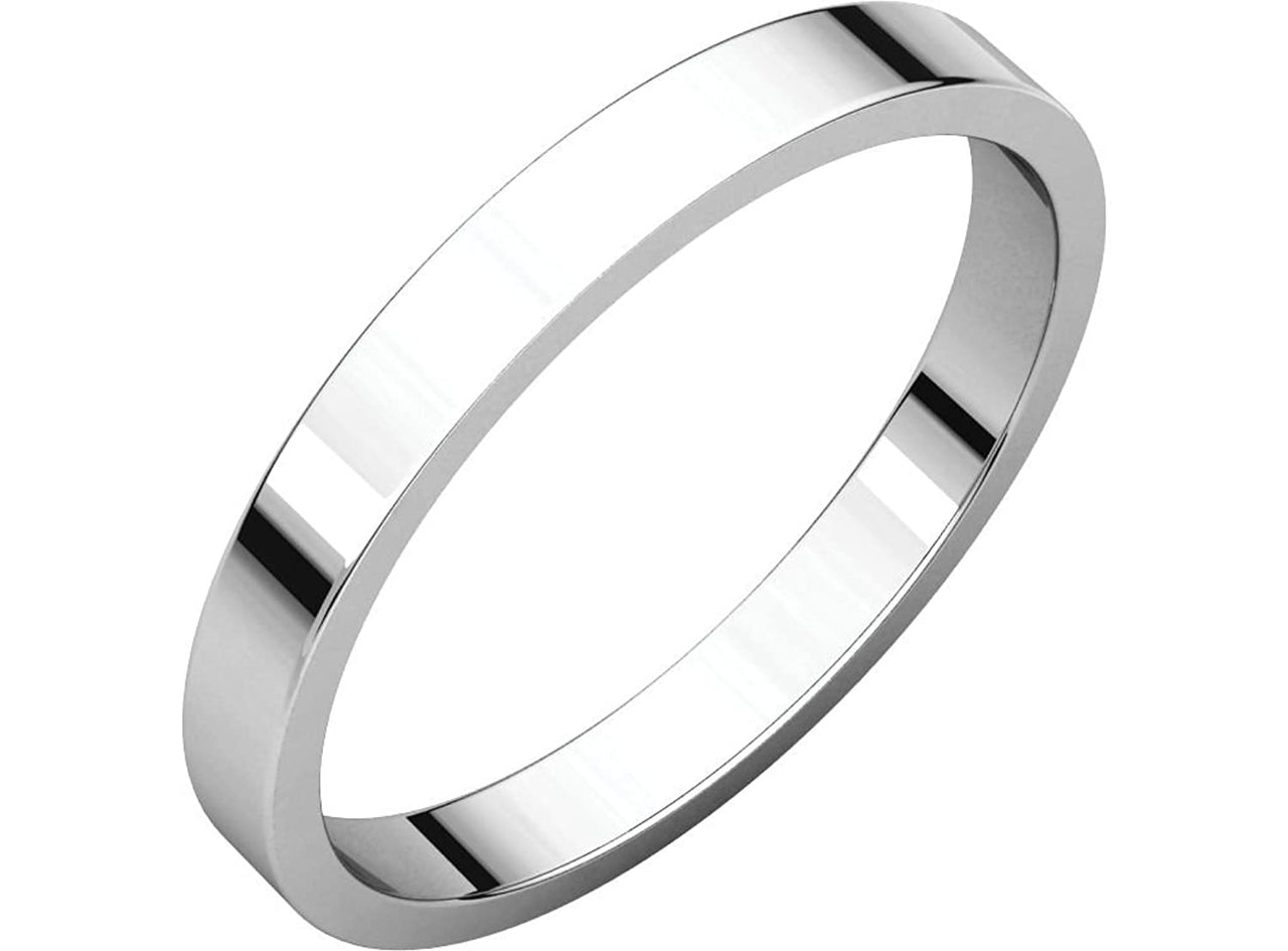 10k White Gold 2.5mm Slim-Profile Flat Band, Size 7.5