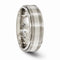 Traction Band Collection Gray Titanium with Argentium Sterling Silver Inlay Grooved 7.5mm Band