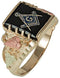 Men's Black Hills Gold Free Mason's Onyx Ring, 10k Yellow Gold, 12k Rose Gold, 12k Green Gold, Size 10