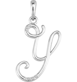 5-Stone Diamond Letter 'Y' Initial 14k White Gold Pendant Necklace, 18" (.03 Cttw, GH, I1)