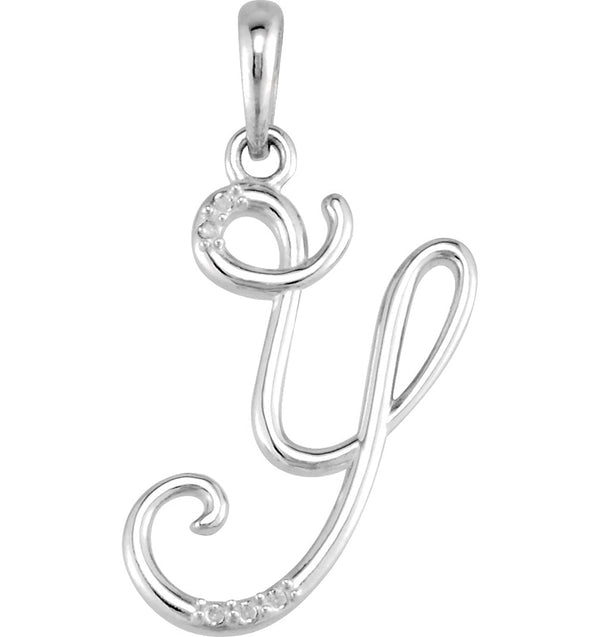 5-Stone Diamond Letter 'Y' Initial 14k White Gold Pendant Necklace, 18" (.03 Cttw, GH, I1)