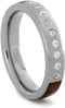 Solitaire Diamond, Honduran Rosewood Burl Inlay 4mm Comfort Fit Titanium Band, Size 9.5