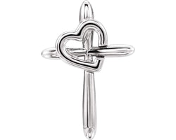 Cross with Heart Sterling Silver Pendant