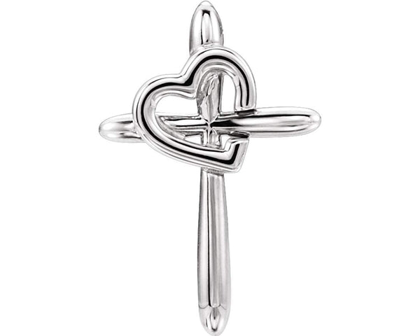 Cross with Heart Sterling Silver Pendant