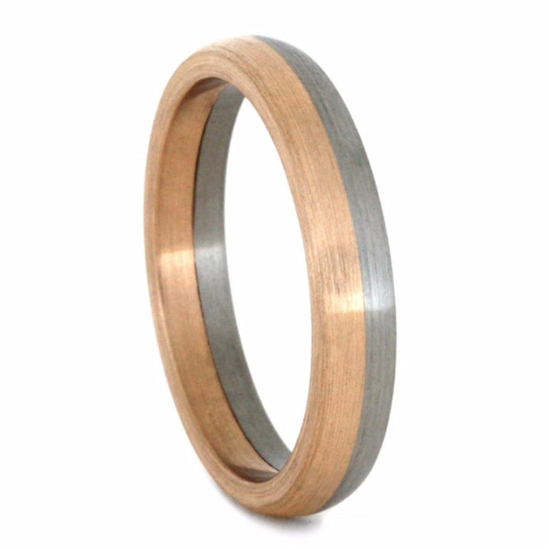 14k Rose Gold and Brushed Titanium 4mm Comfort-Fit Band