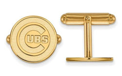 Gold-Plated Sterling Silver, MLB Chicago Cubs round Cuff Links, 15MM