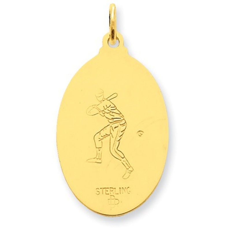24k Gold-Plated Sterling Silver St. Christopher Baseball Medal
