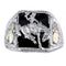 Men's Onyx Bronco Rider Ring, Sterling Silver, 12k Green and Rose Gold Black Hills Gold Motif