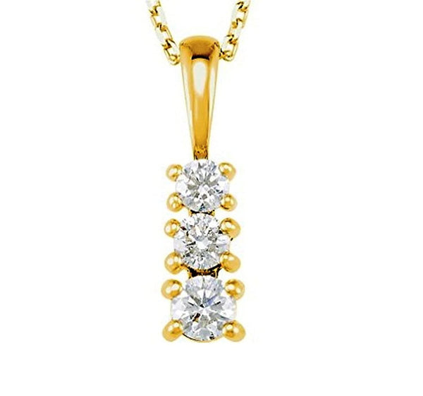 3-Stone Diamond 14k Yellow Gold Pendant Necklace, 18" (.33 Ctw, GH, I1)