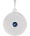 Round Blue Sapphire Disc Pendant, Rhodium-Plated 14k White Gold