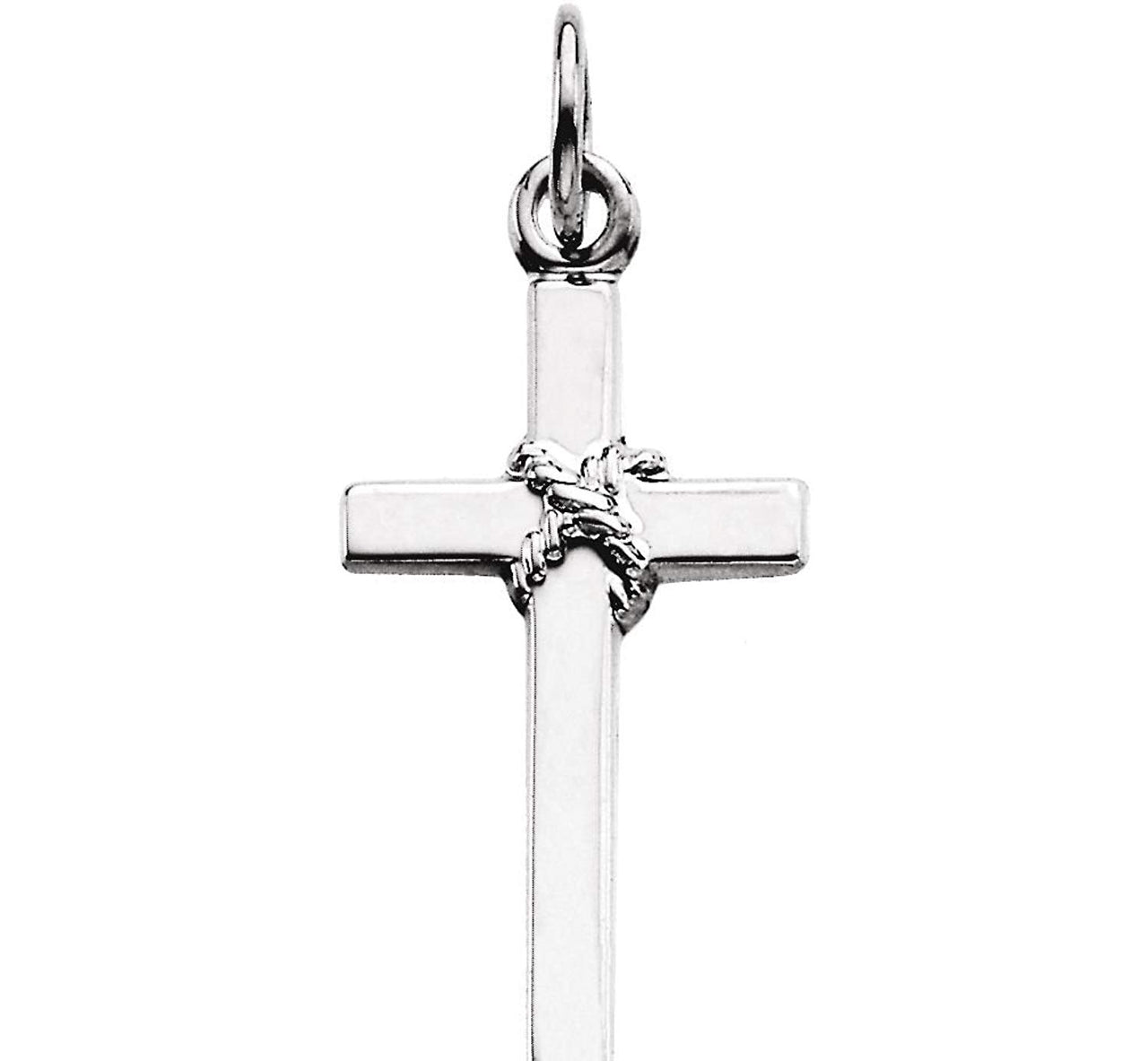 14k White Gold Rope Cross Pendant