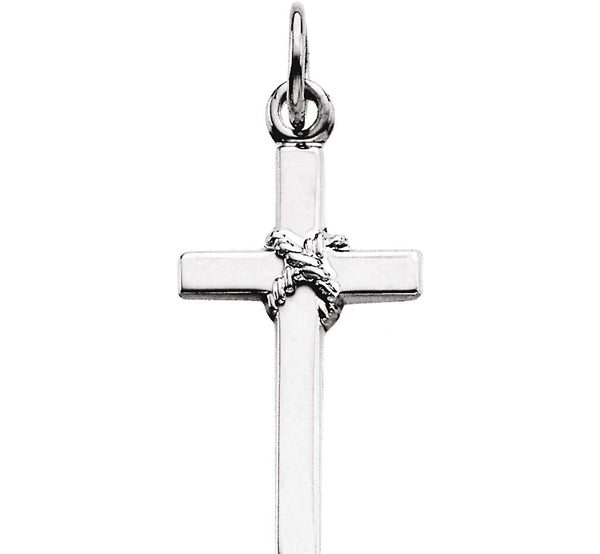 14k White Gold Rope Cross Pendant