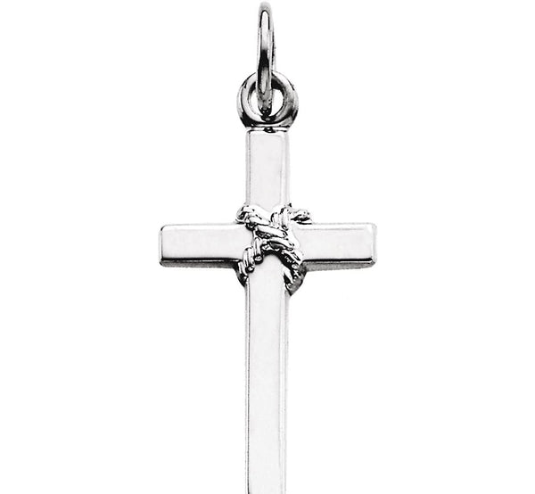 Boy's Platinum Rope Cross Pendant