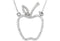 Diamond Apple 14k White Gold Pendant Necklace, 16.75" (1/5 Cttw)