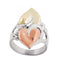 3D Sculpted Hearts Ring, Rhodium Plated Sterling Silver, 10k Green and Rose Gold, 18" to 22"