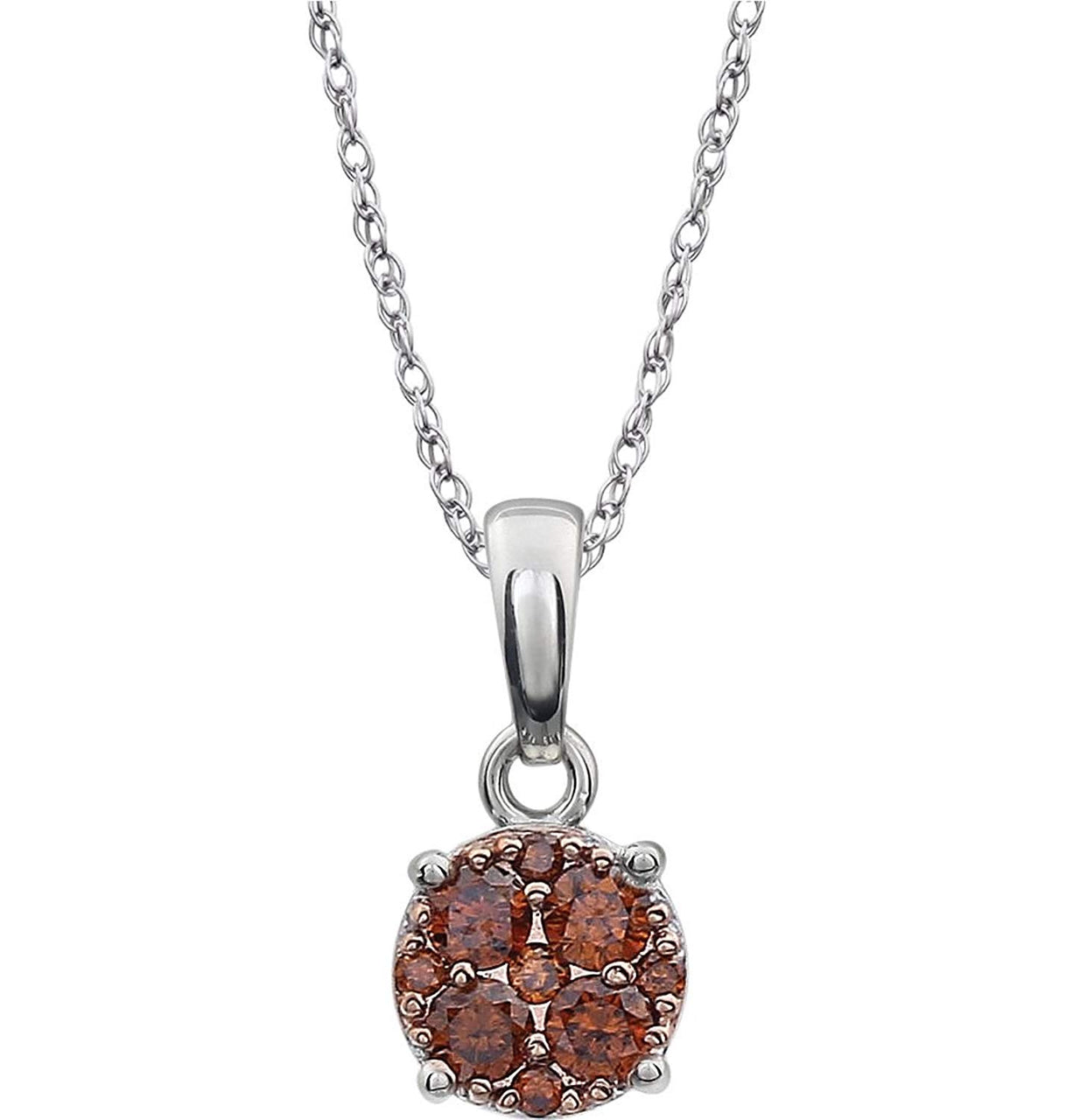 Brown Diamond Pendant Necklace in Rhodium Plate 14k White Gold, 18" (1/5 Cttw)