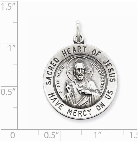 Sterling Silver Sacred Heart of Jesus Medal (30X22MM)