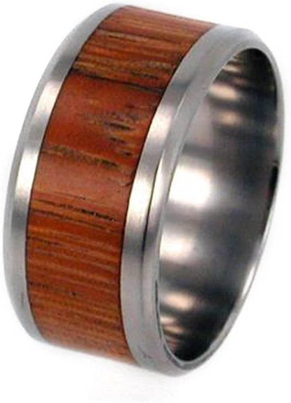 Marble Wood Inlay 10mm Comfort Fit Matte Titanium Wedding Band, Size 8.75