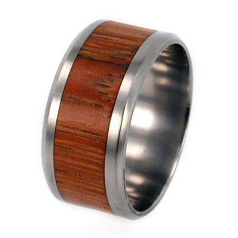 Marble Wood Inlay 10mm Comfort Fit Matte Titanium Wedding Band, Size 10