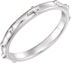 18k X1 White Gold 2.50mm Rosary Ring, Size 11