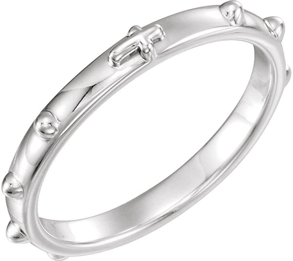 Platinum 2.50mm Rosary Ring, Size 11