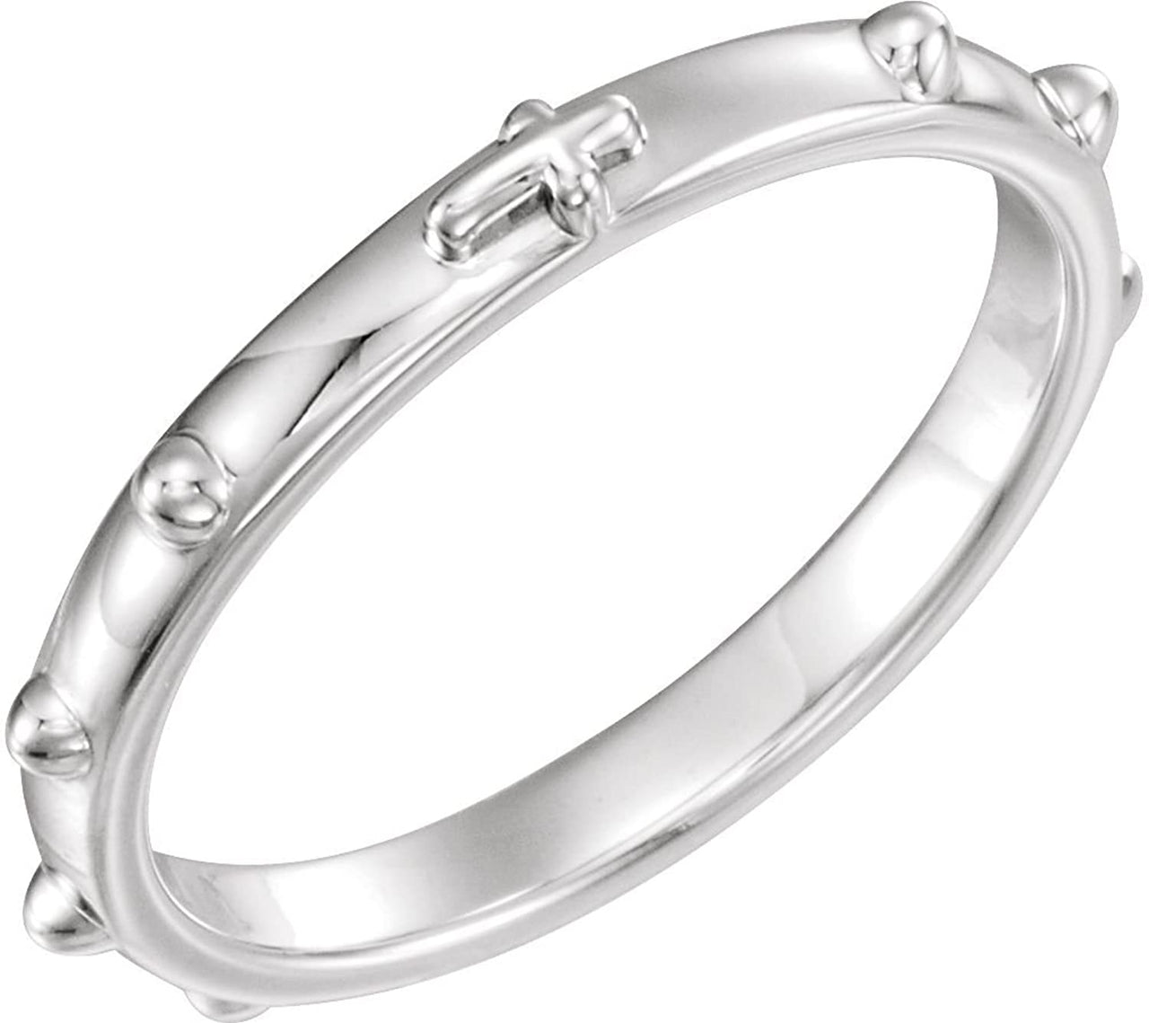 Semi-Polished Platinum 2.50mm Rosary Ring, Size 6