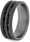 Black Stardust Meteorite, Sandblasted Titanium 6mm Comfort-Fit Band, Size 14