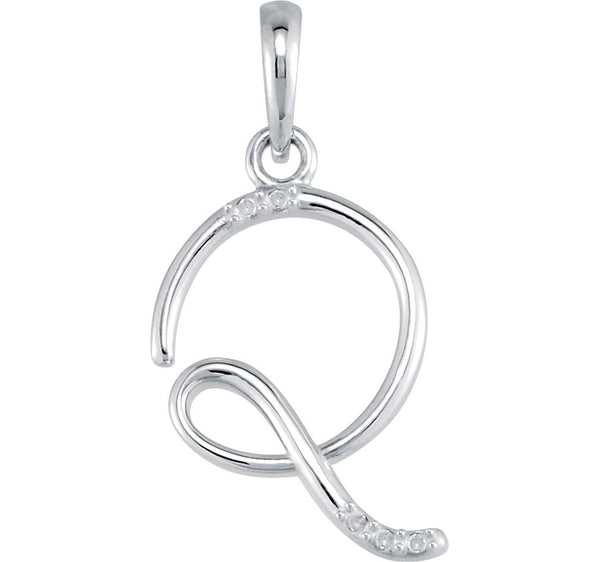 5-Stone Diamond Letter 'Q' Initial 14k White Gold Pendant Necklace, 18" (.03 Cttw, GH, I1)