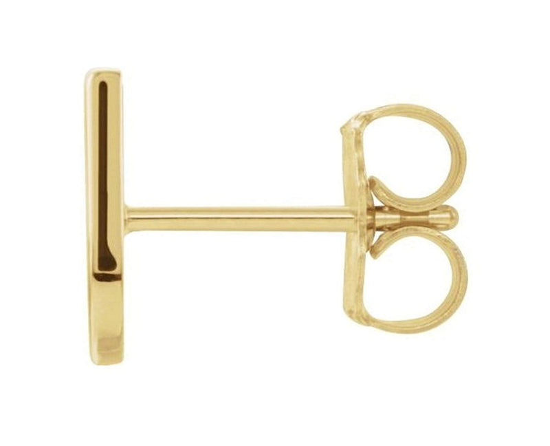 Initial Letter 'U' 14k Yellow Gold Stud Earring (Single Earring)