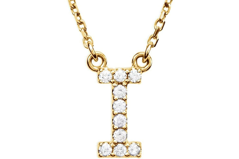 14k Yellow Gold Diamond Initial 'I' 1/10 Cttw Necklace, 16" (GH Color, I1 Clarity)