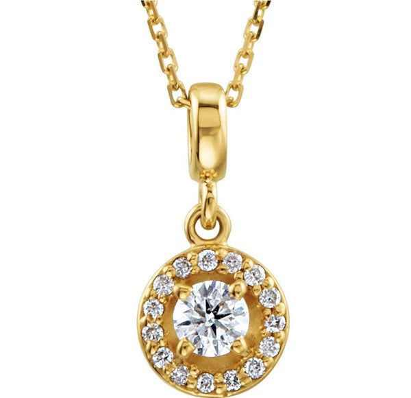 Diamond Halo-Style Necklace, 14k Yellow Gold, 18" (0.25 Ctw, Color G-H, Clarity I1)