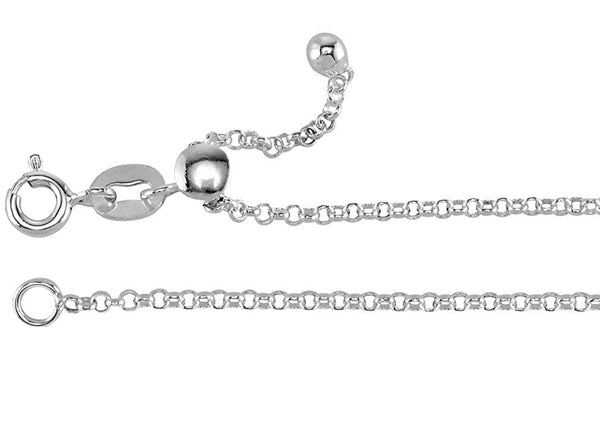 Adjustable Rolo Chain 1.5mm Sterling Silver, 22"