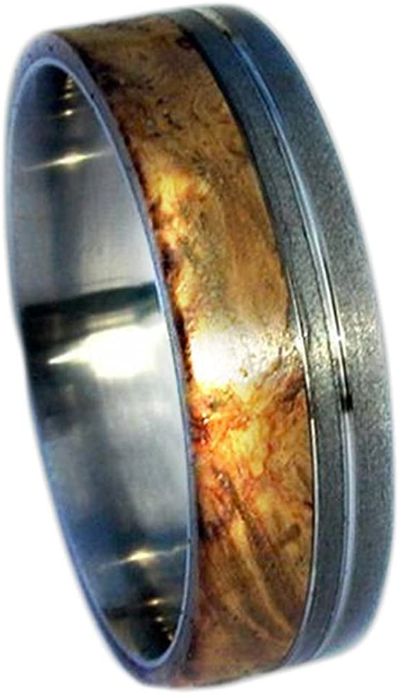 Black Ash Burl 6mm Comfort Fit Sandblasted Titanium Wedding Band