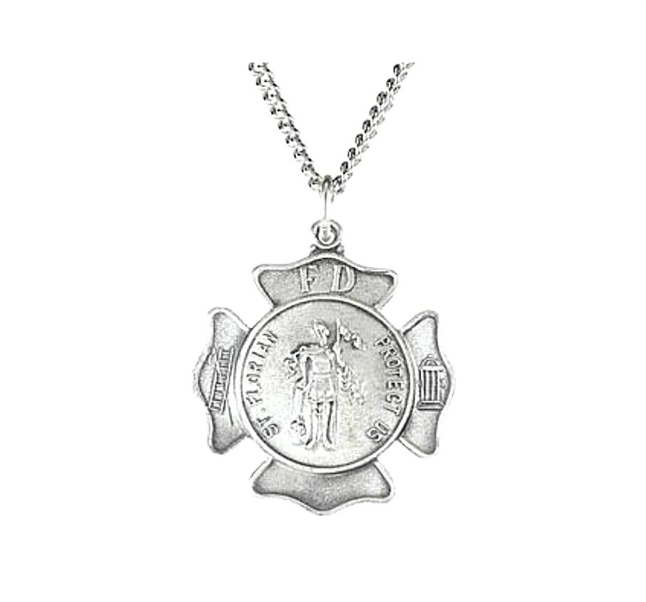 Sterling Silver St. Florian Necklace, 18" (16.75 MM)