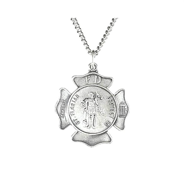 Sterling Silver St. Florian Necklace, 18" (16.75 MM)