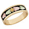 Men's Wedding Antiqued Band, 10k Yellow Gold, 12k Green and Rose Gold Black Hills Gold Motif