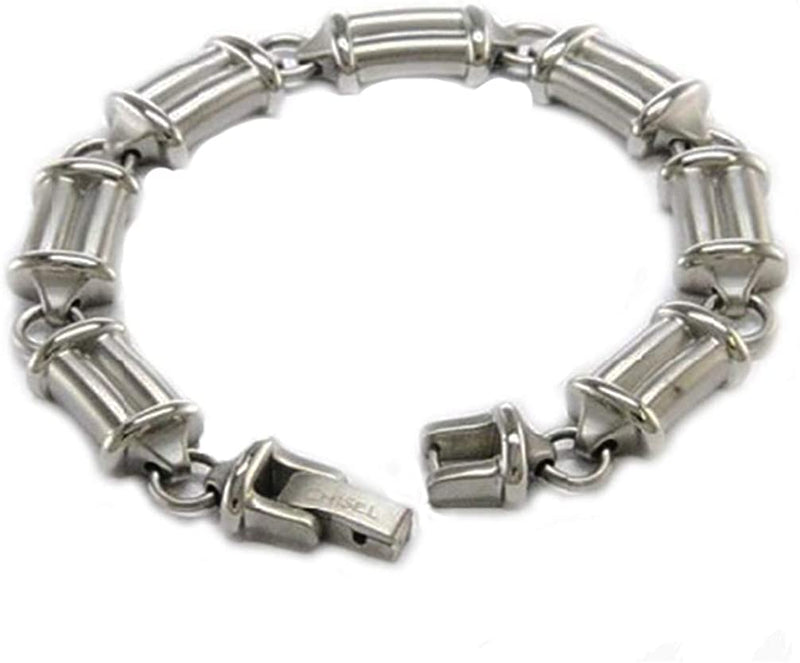 Men's Brushed Grey Titanium 11mm Link Bracelet, 9 Inches