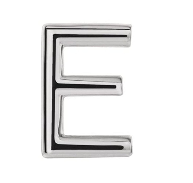 Initial Letter 'E' Sterling Silver Stud Earring (Single Earring)