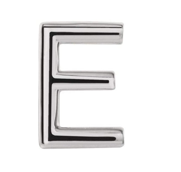 Initial Letter 'E' Rhodium-Plated 14k White Gold Stud Earring (Single Earring)