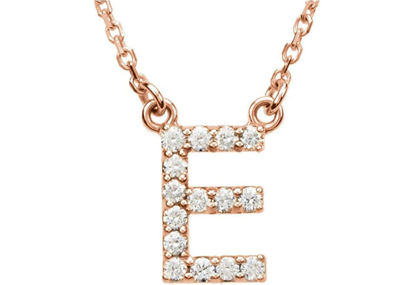 14k Rose Gold Diamond Initial 'E' 1/6 Cttw Necklace, 16" (GH Color, I1 Clarity)