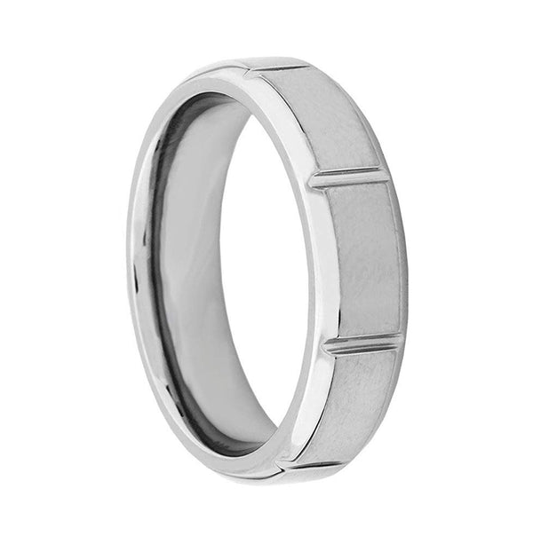 Men's Titanium Grooved 6mm Comfort-Fit Beveled Band