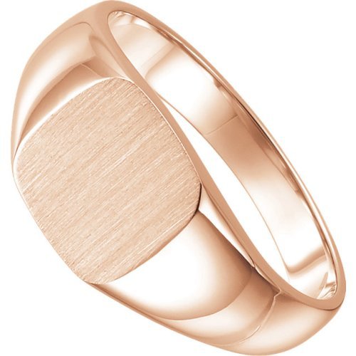 Men's Closed Back Square Signet Ring, 18k Rose Gold (10mm) Size 12.25