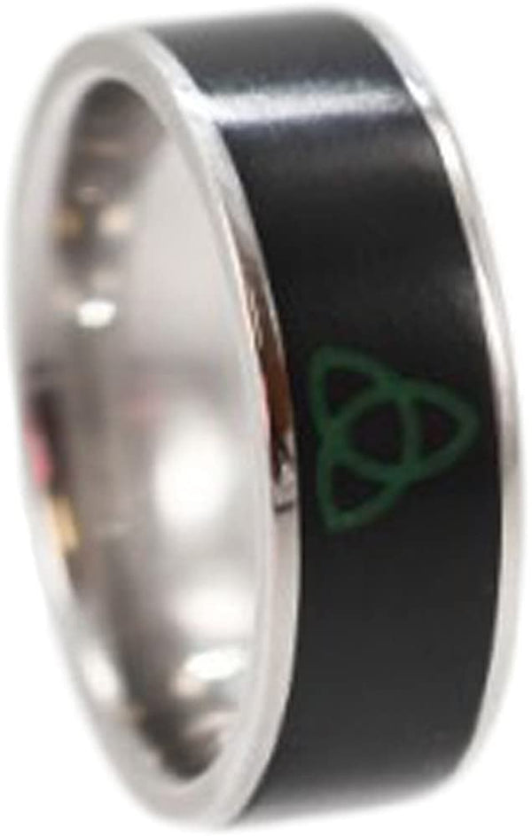 Nephrite Jade with Trinity Knot 8mm Comfort Fit Titanium Band