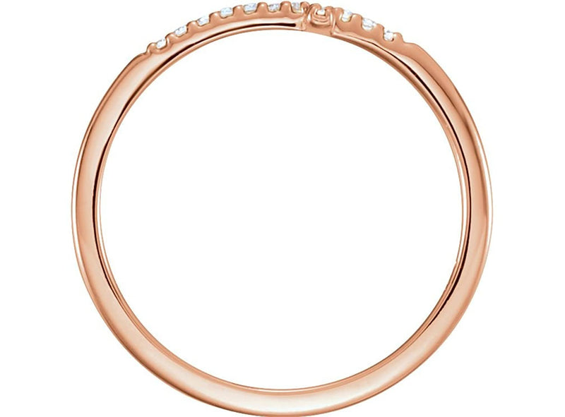 Diamond Sideways Cross 14k Rose Gold Ring, Size 7.75